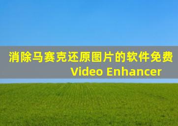 消除马赛克还原图片的软件免费Video Enhancer